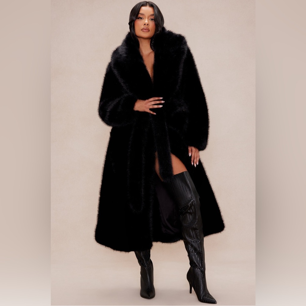 NWT Fashion Nova Black Faux Fur Coat 3X